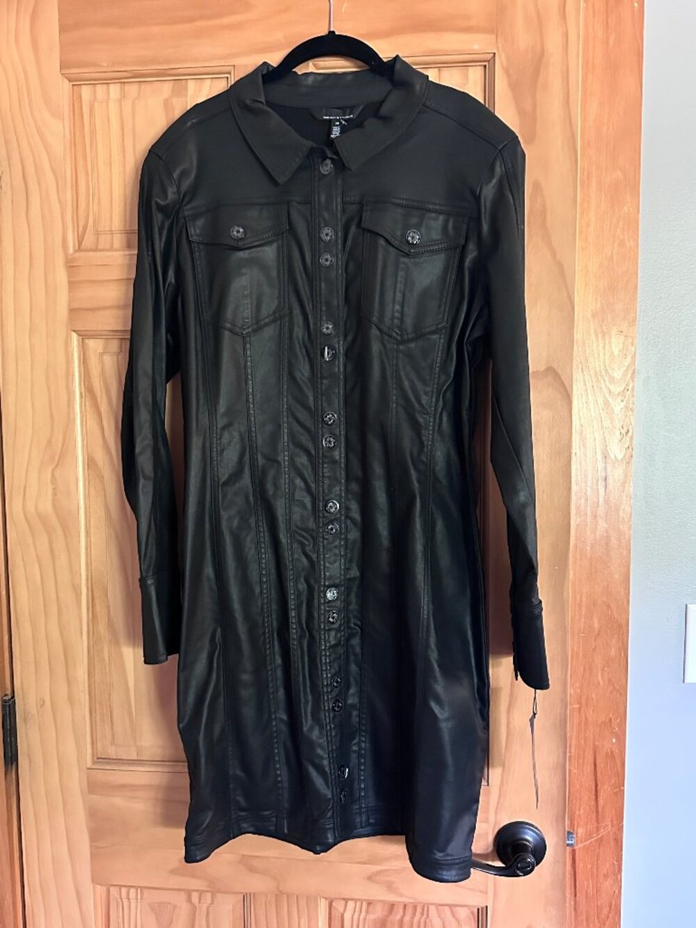 WHBM CONVERTIBLE Dress Jacket Coat Shacket Long Sleeve Coated Denim, NWT Size 16